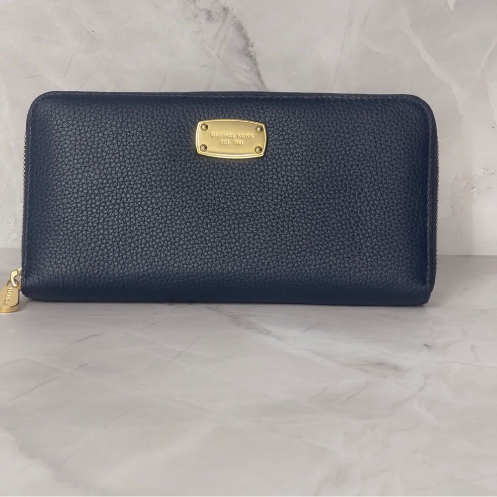 Michael Kors Large Zip Around Wallet Navy